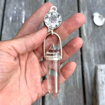 Star light of Sirius-  Clear quartz with clear quartz 24 sided Vogel master crystal