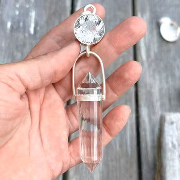 Star light of Sirius-  Clear quartz with clear quartz 24 sided Vogel master crystal