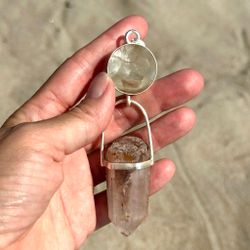 Peace keeper-   White Phantom Lodolite with Quan Yin Lodolite
