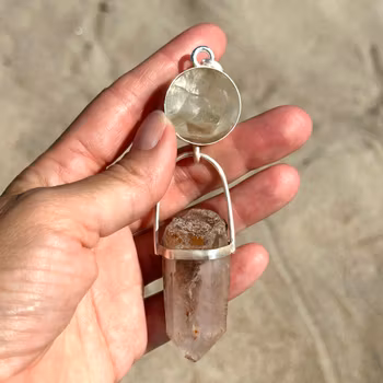 Peace keeper-   White Phantom Lodolite with Quan Yin Lodolite