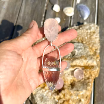Astraka  Rose Quartz skull with dragon egg