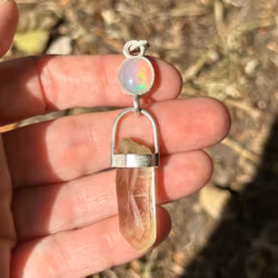Light of abundance - white opal with African citrine