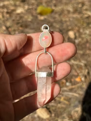 Power of Love Embodied-white Opal with naturally double terminated Pink Lemurian