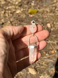 Power of Love Embodied-white Opal with naturally double terminated Pink Lemurian