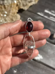 Dragon egg of passion and life force- Garnet with clear Quartz dragon egg