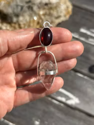 Dragon egg of passion and life force- Garnet with clear Quartz dragon egg