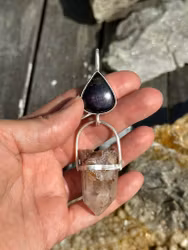 New spirituality- Purpurite with Quan Yin Lodolite