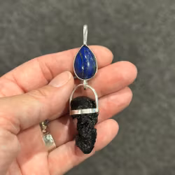 Oracle of ancient knowledge-  Lapis lazuli with Tectite