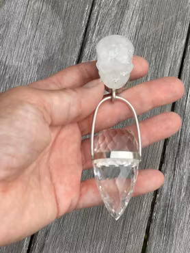 Arancha-  Clear Quartz skull with high frequency dragon egg.