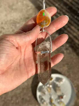 Big Velo Opal with Himalayan golden shimmer Quartz