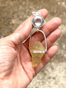 The golden orb light portal- clear quartz with Libyen Tectite
