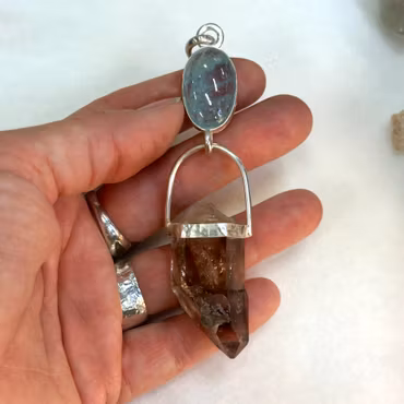 Gate to Lemurian-  Aquamarine with Brandenberg Enhydro
