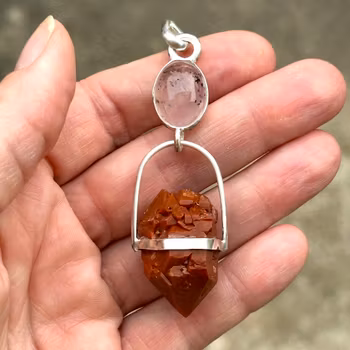 Sacred portal of the higher dragon heart- Rose quartz with magical inclusions with Red Dragon Quartz (red naturally double terminated quartz from Jacinto de Compostela)