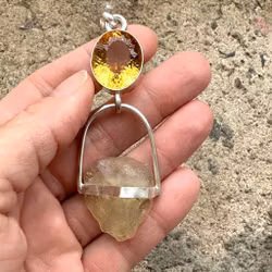 Light of the new world-  Citrine with Libyan Tectite