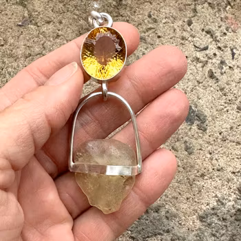 Light of the new world-  Citrine with Libyan Tectite