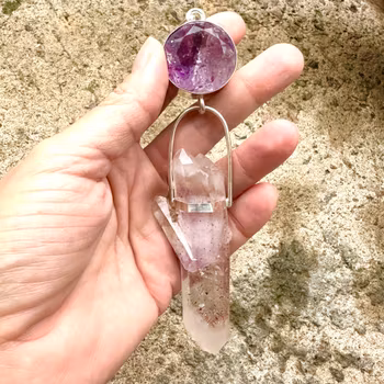 Amara – protector of the Feminine Reawakening  Amethyst with naturally double terminated Brandenberg Amethyst with multiple points.