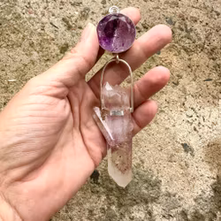 Amara – protector of the Feminine Reawakening  Amethyst with naturally double terminated Brandenberg Amethyst with multiple points.