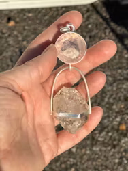 Heart of Divine Radiance-  Rose Quartz with large Herkimer Diamond.