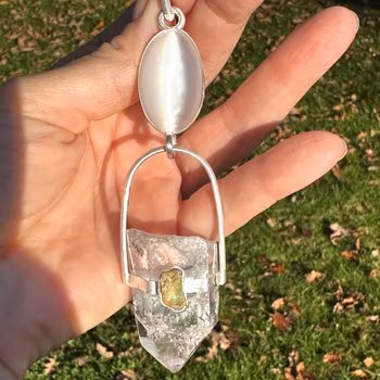 White Dragon of the Himalayas – The Chalice of Pure Light  Selenite • Himalayan Quartz • Raw Opal