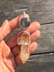 Green Dragon of the Fay  Green Amethyst with Quan Yin Lodolite