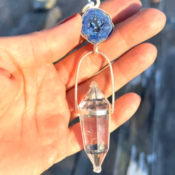 The Sirius Reawakening  Light of the Blue Star Rising Awakening the Divine Blueprint Within  Azurite Geode with Clear Quartz Vogel Crystal