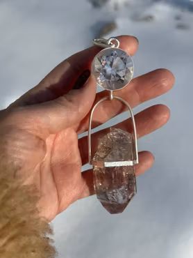 Embodiment of the cosmic self - Clear Quartz Light Portal with Double Terminated Light Enhydro from Brandenberg