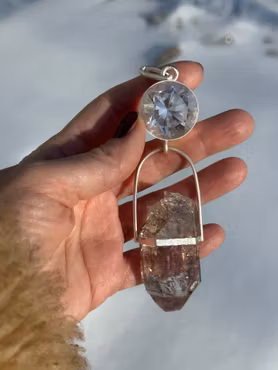 Embodiment of the cosmic self - Clear Quartz Light Portal with Double Terminated Light Enhydro from Brandenberg