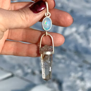 Angelic Fire Horse -  Oracle of the Timelines. Velo Opal with Fire Horse Vogel crystal