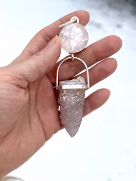 When the Higher Heart Blooms, Magic Returns- Rose Quartz with Amethyst Fairy Quartz