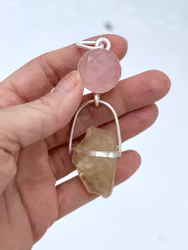 Return of the Sovereign Heart -  Rose Quartz with Libyan Tectite