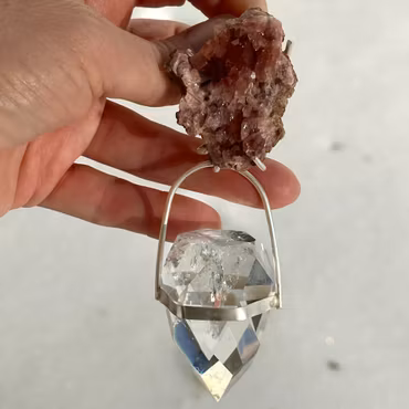 Dragon Egg of the Feminine Reawakening-  Pink Amethyst with Clear Quartz Dragon Egg of Rainbows