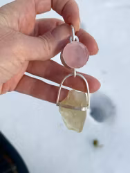 Return of the Sovereign Heart -  Rose Quartz with Libyan Tectite