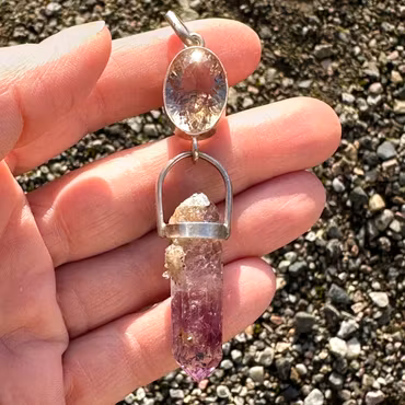 Blooming Into Your Original Light  - Ametrine with Double Terminated Enhydro Brandenberg