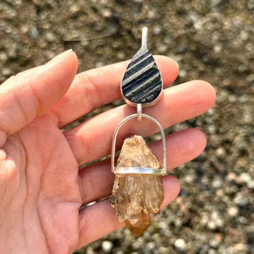 Rooted in Fire, Crowned by Light - Black Tourmaline with Kundalini Citrine