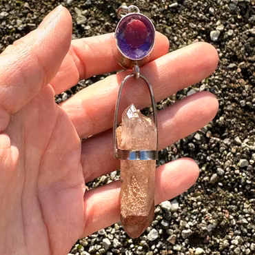 Daughter of Fire  - Amethyst with Double Terminated Red Amethyst