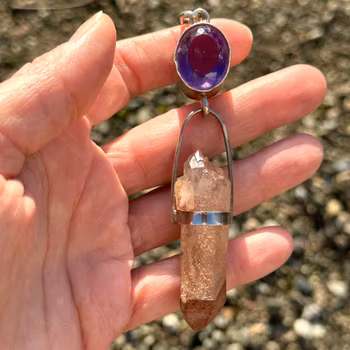 Daughter of Fire  - Amethyst with Double Terminated Red Amethyst