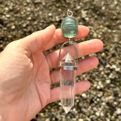 The Blue Ray Transmission -Aquamarine with Clear Quartz Vogel Crystal