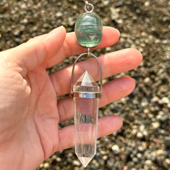 The Blue Ray Transmission -Aquamarine with Clear Quartz Vogel Crystal