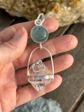 Rainbow Bridge Activation - Blue Avian Light Codes   Aquamarine with Herkimer Diamond