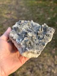 Calcite cluster with black Tourmaline and Pyrite sparkles from sweden