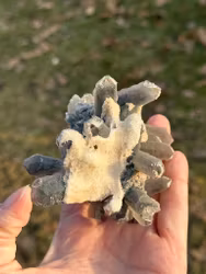 Very special and unique quartz cluster with calcite on top and spakling small quartz crystals