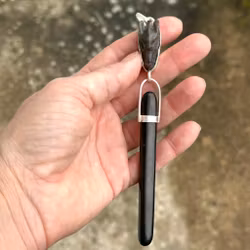 Argor – The Dragon of Sacred Transmutation  Silver Obsidian Dragon with Shungite Spear