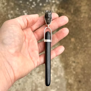 Argor – The Dragon of Sacred Transmutation  Silver Obsidian Dragon with Shungite Spear