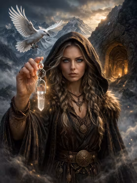 Völva- Golden Rutilated Quartz from Hardangervidda, Norway  with Fire Horse Vogel Crystal