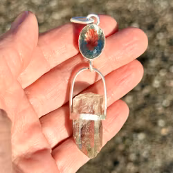 The Green Dragon of Frejs Living Light -  Green Amethyst with Lodolite Quartz from Jämtland, Sweden