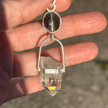 The Lynx Who Awakens the Hidden Heart and Wild Power  Apatite Cats Eye with Clear Quartz from Jämtland, Sweden