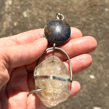 Calling Yourself Back Home to Your Galactic Origin - Star Sapphire with Himalayan Enhydro Quartz & Golden Healer