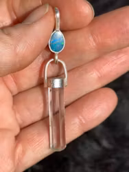 You Are Called to Serve the Ocean - Hear the Song of Lemuria  Australian Opal with raw crystalline Aquamarine