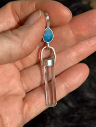 You Are Called to Serve the Ocean - Hear the Song of Lemuria  Australian Opal with raw crystalline Aquamarine
