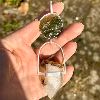 New Feminine Rising - The Transformer  Moldavite with Quan Yin Lodolite